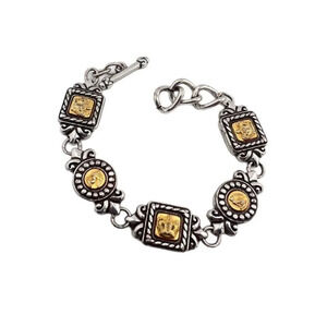 BRIGHTON VINTAGE Retired VICTORIAN CROWN Gold Silver BRACELET Preloved
